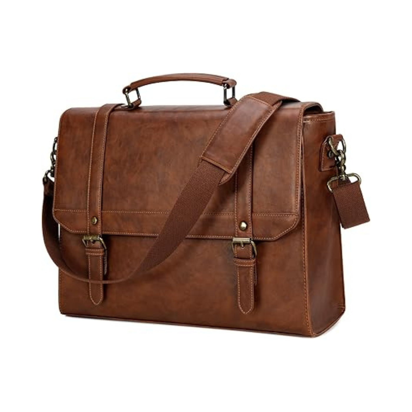 Hesicoml Messenger Leather Waterproof Laptop  Bag