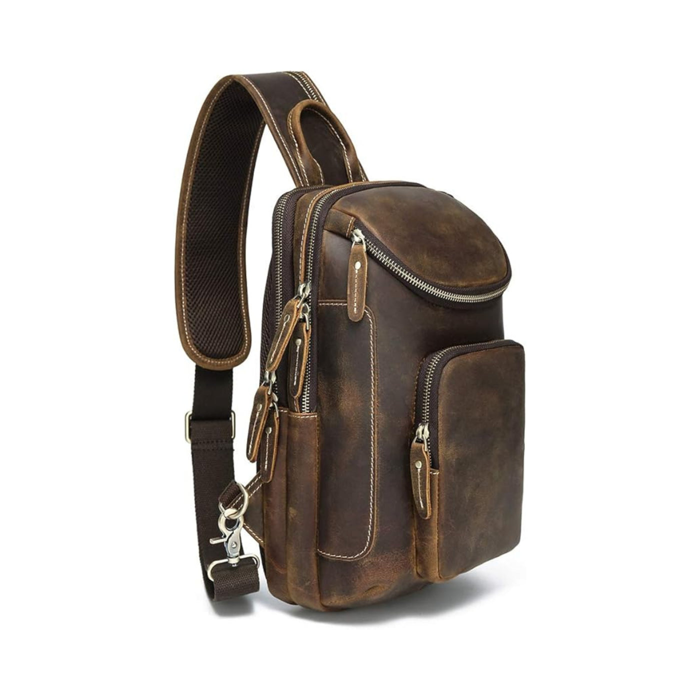 Hesicoml Vintage Full Grain Leather Sling Bag